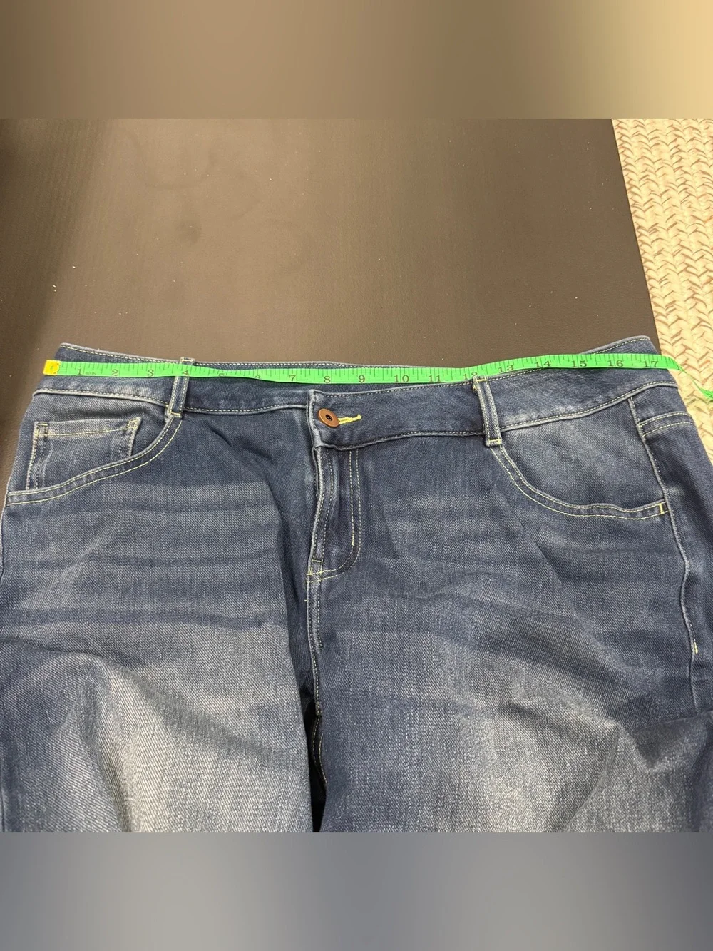 NWOT Halara Dark Wash Flex Asymmetric Low Rise Straight Leg Jeans